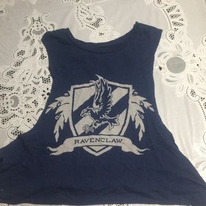 Navy blue cropped Ravenclaw muscle tank top